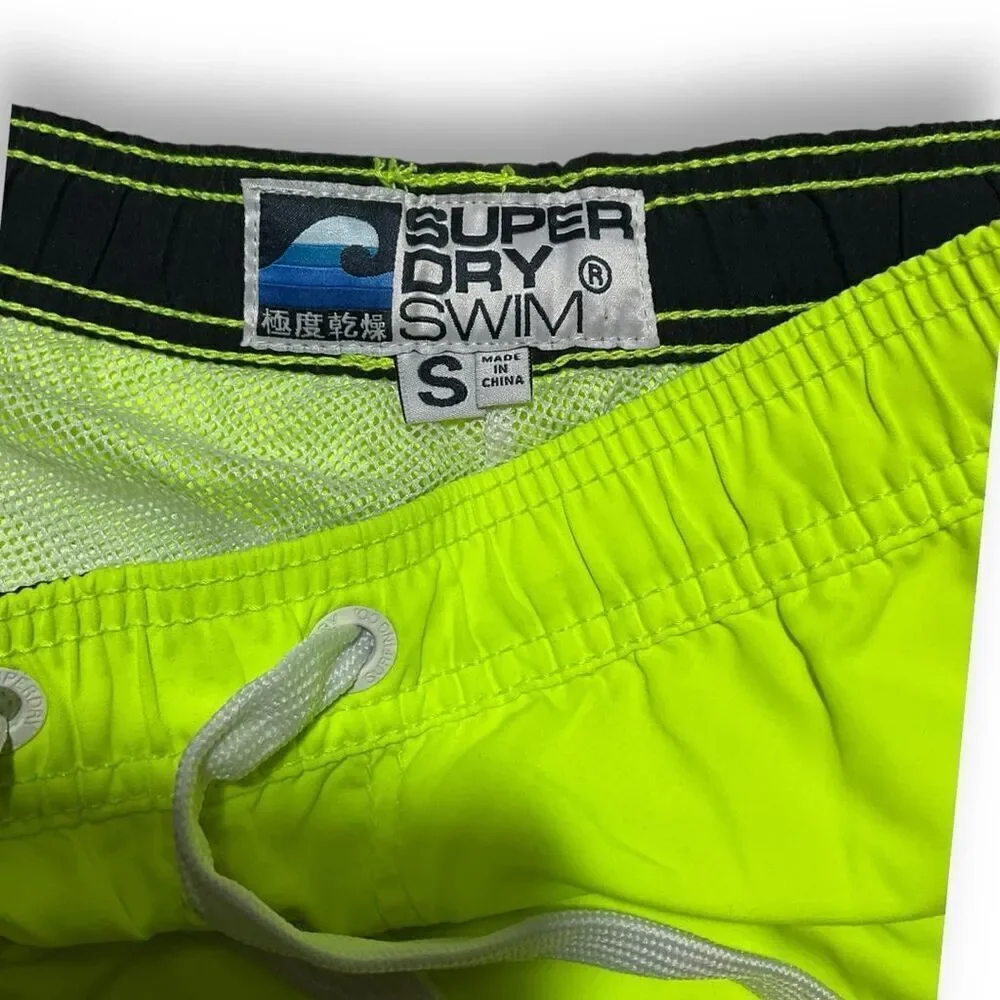💥 Superdry Neon Swim Trunks Men’s Sz Small |‎ Drawstring Beach Shorts